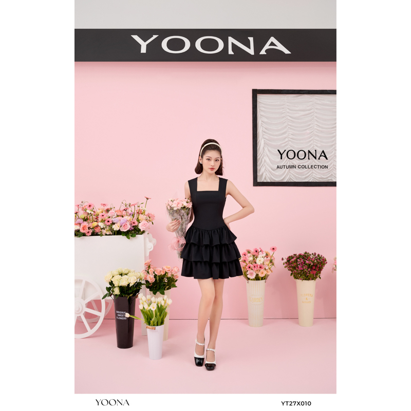 Set công sở áo ngắn phối váy xòe xếp tầng YOONA - YT27X010
