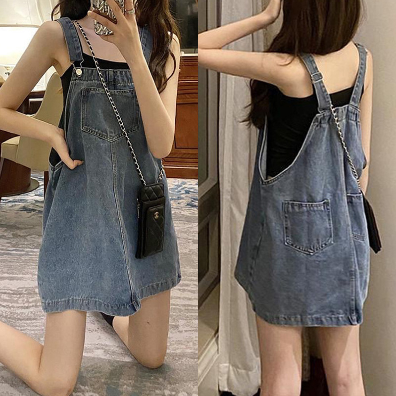 Swd Đầm Denim Dáng Rộng Hở Vai Phong Cách Hàn Quốc Dễ Phối Đồ