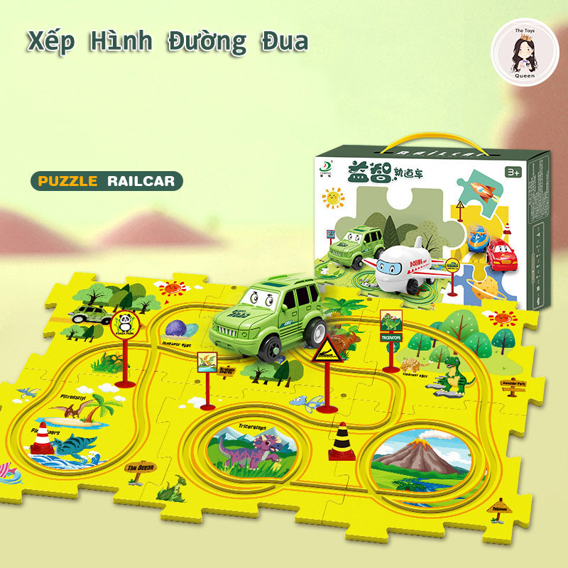 Đồ Chơi Xếp Hình Đường Đua Vũ Trụ / Đại Dương / Rừng Nhiệt Đới Tặng Kèm Máy Bay / Cano / Với Cảm Biến Tự Chạy Cho Bé