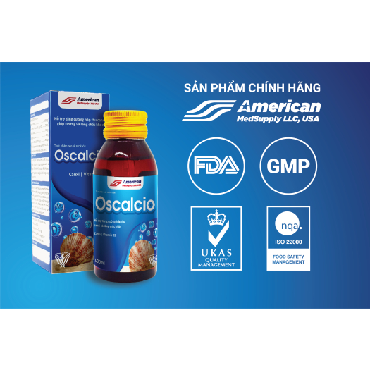 Siro uống bổ sung canxi, Vitamin D3, Kẽm và Magie cho bé American MedSupply Oscalcio 100ml