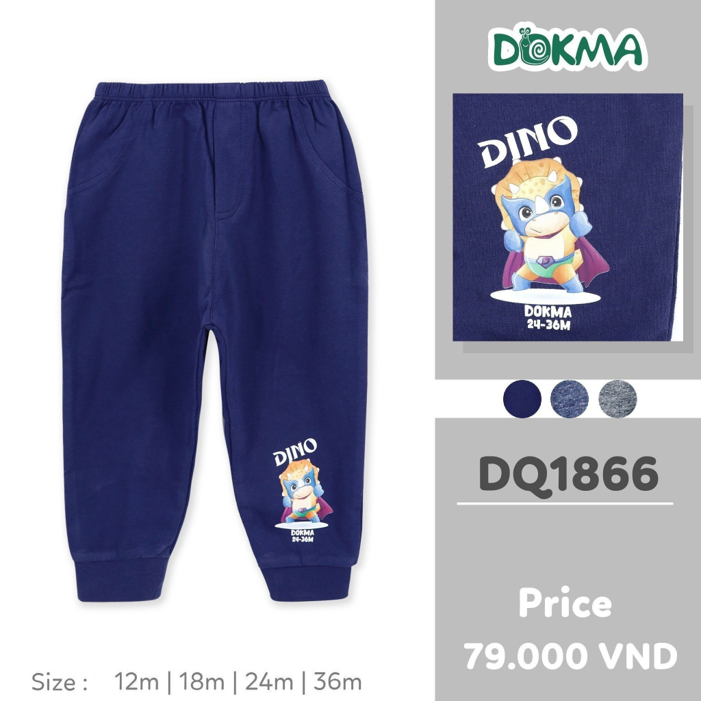 Quần dài bo gấu bé trai Dokma vải cotton mỏng DQ1721 DQ1866