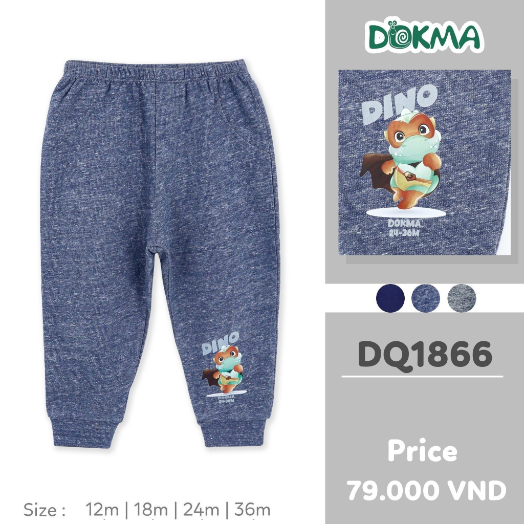 Quần dài bo gấu bé trai Dokma vải cotton mỏng DQ1721 DQ1866