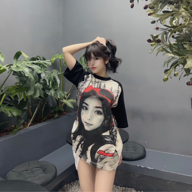 ÁO THUN UNISEX RAGLAN OVERSIZE SNOW.GIRL 100% COTTON - MONIS CHÍNH HÃNG