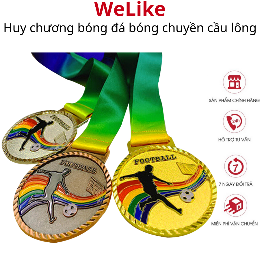 Huy chương bóng đá Welike - Huy chương bóng chuyền bóng rổ cầu lông và các môn thể thao tổng hợp trao giải sang trọng