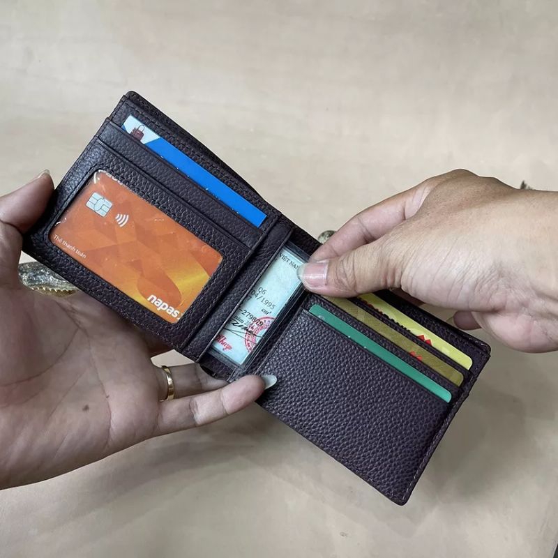 Ví Nam Da đà điểu vân chân sang trọng một mặt HTK109 dáng ngang bảo hành 5 năm fullbox