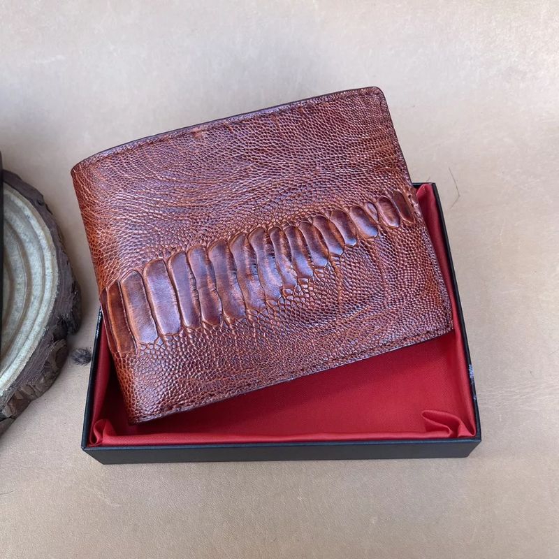 Ví Nam Da đà điểu vân chân sang trọng một mặt HTK109 dáng ngang bảo hành 5 năm fullbox