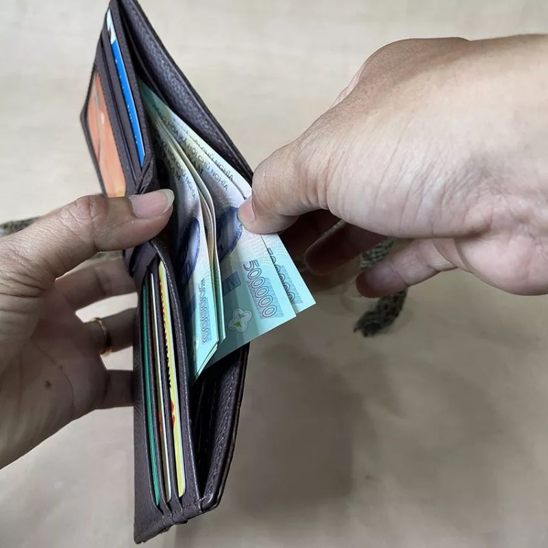 Ví Nam Da đà điểu vân chân sang trọng một mặt HTK109 dáng ngang bảo hành 5 năm fullbox