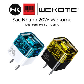 Củ Sạc Nhanh 20W Wekome Vanguard Series, Thiết Kế Trong suốt, Tích Hợp Cổng Type-C và USB-A, Chip Thông Minh, Ổn Định