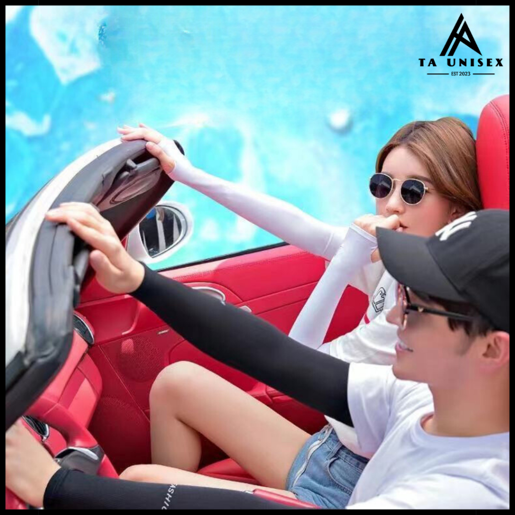 Găng tay chống nắng chống UV dài xỏ ngón vải băng Fashion - Bao tay vải băng dài xỏ ngón cao cấp