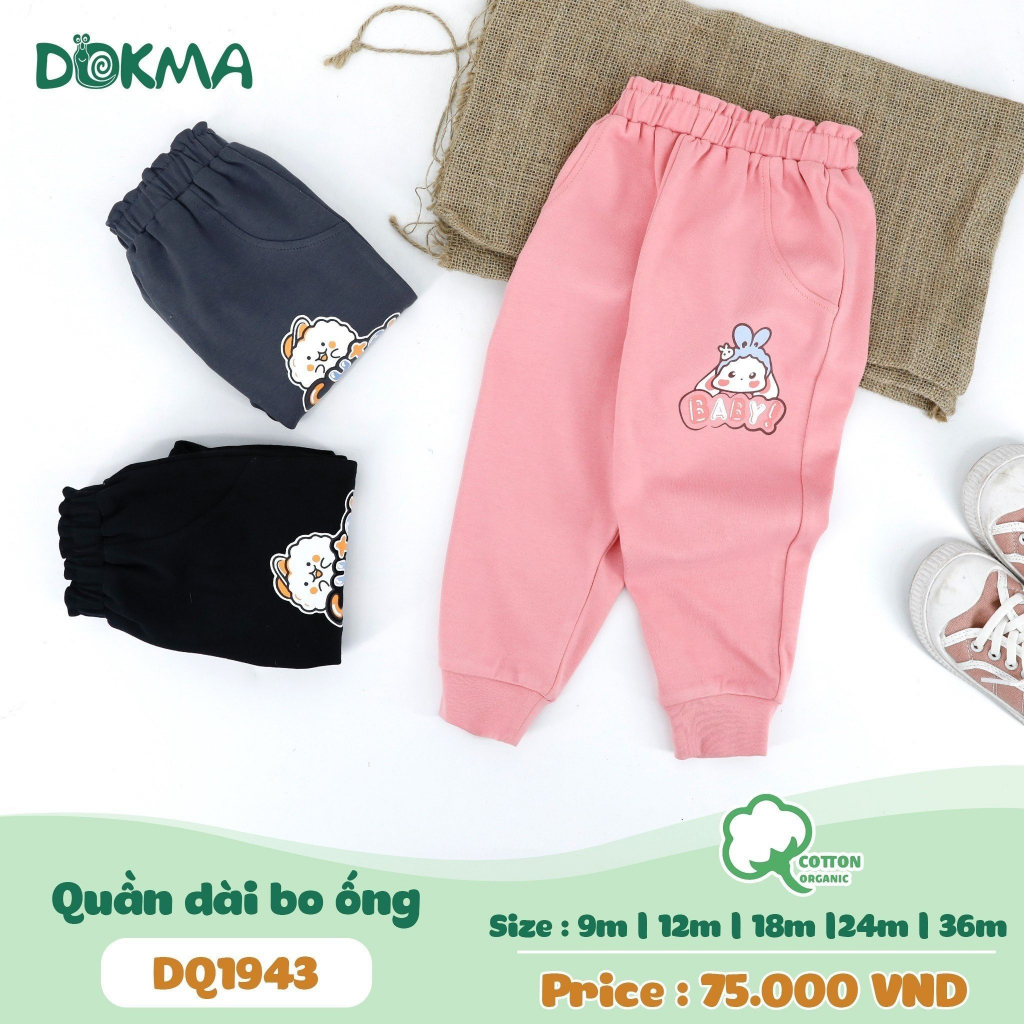Quần dài bo gấu bé gái Dokma vải cotton mỏng DQ1943