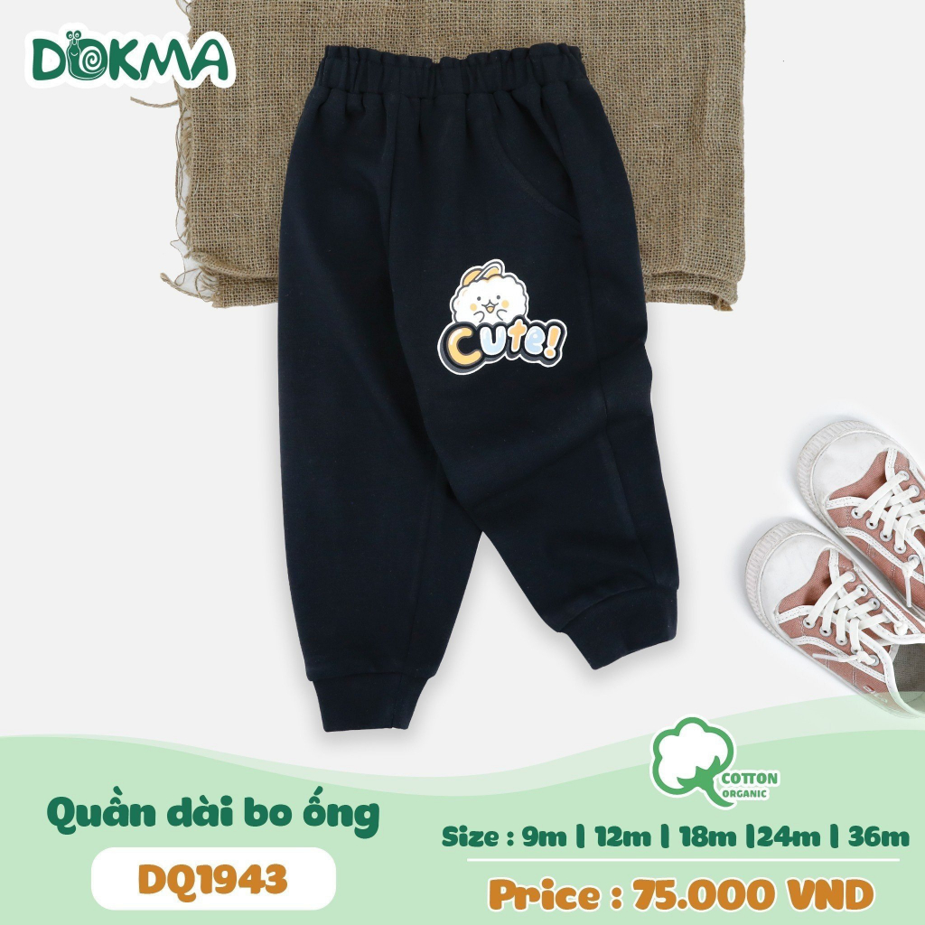 Quần dài bo gấu bé gái Dokma vải cotton mỏng DQ1943