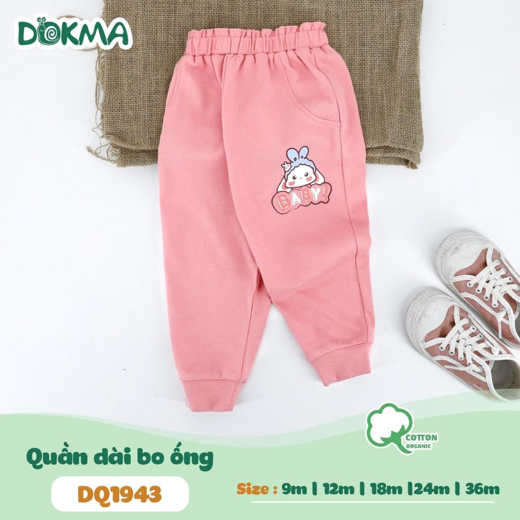 Quần dài bo gấu bé gái Dokma vải cotton mỏng DQ1943