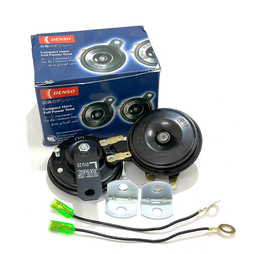 Còi đĩa Denso 12v chính hãng sản xuất tại Indonesia L+H, Tặng kèm 2 giắc bắt mass. Hàng Chính Hãng