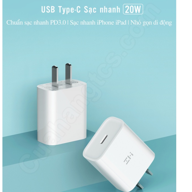 Củ sạc nhanh XM Zmi HA716EU Type C 20W PD3.0 chuyên cho iP HA716