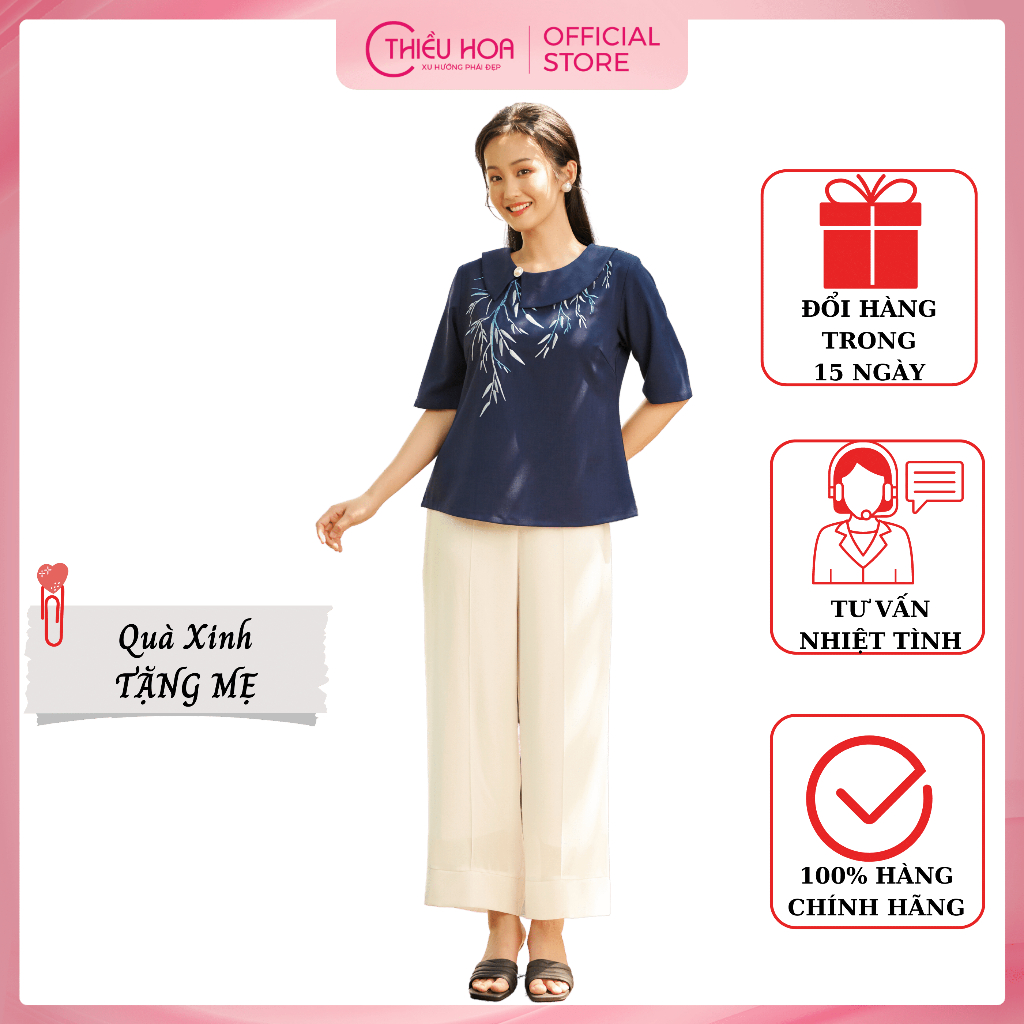 Áo Trung Niên Nữ Chất Linen Cao cấp thiết kế sang trọng quý phái Thương hiệu Thiều Hoa AN3Y0312