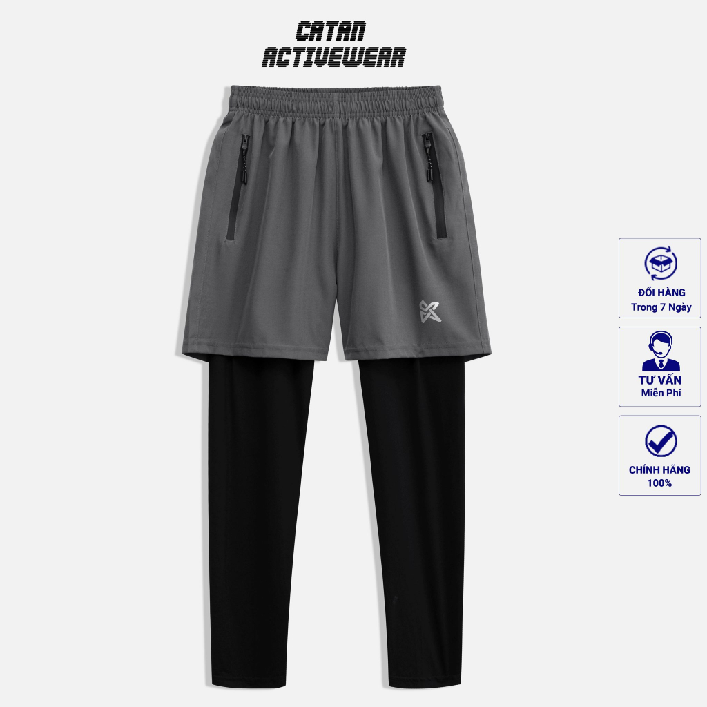 Quần Thể Thao 2 Lớp Tập Gym Nam Catan Activewear Lớp Trong Dài Co Dãn Tốt Vải Mỏng Nhẹ Mát Mau Khô Dùng Chạy Bộ CAQ268