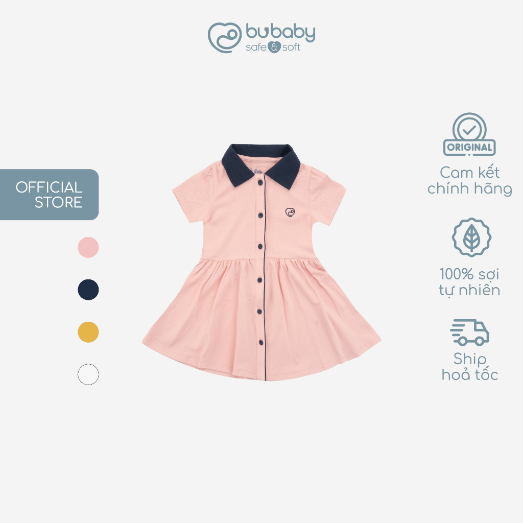 Váy ngắn tay cổ Polo cúc giữa BU Baby cho bé chất liệu sợi tre và bông hữu cơ - Ponie BPN5303SN | Quần áo chính hãng