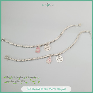 Lắc bi bạc ta mix charm khắc chữ Le'mare Jewelry