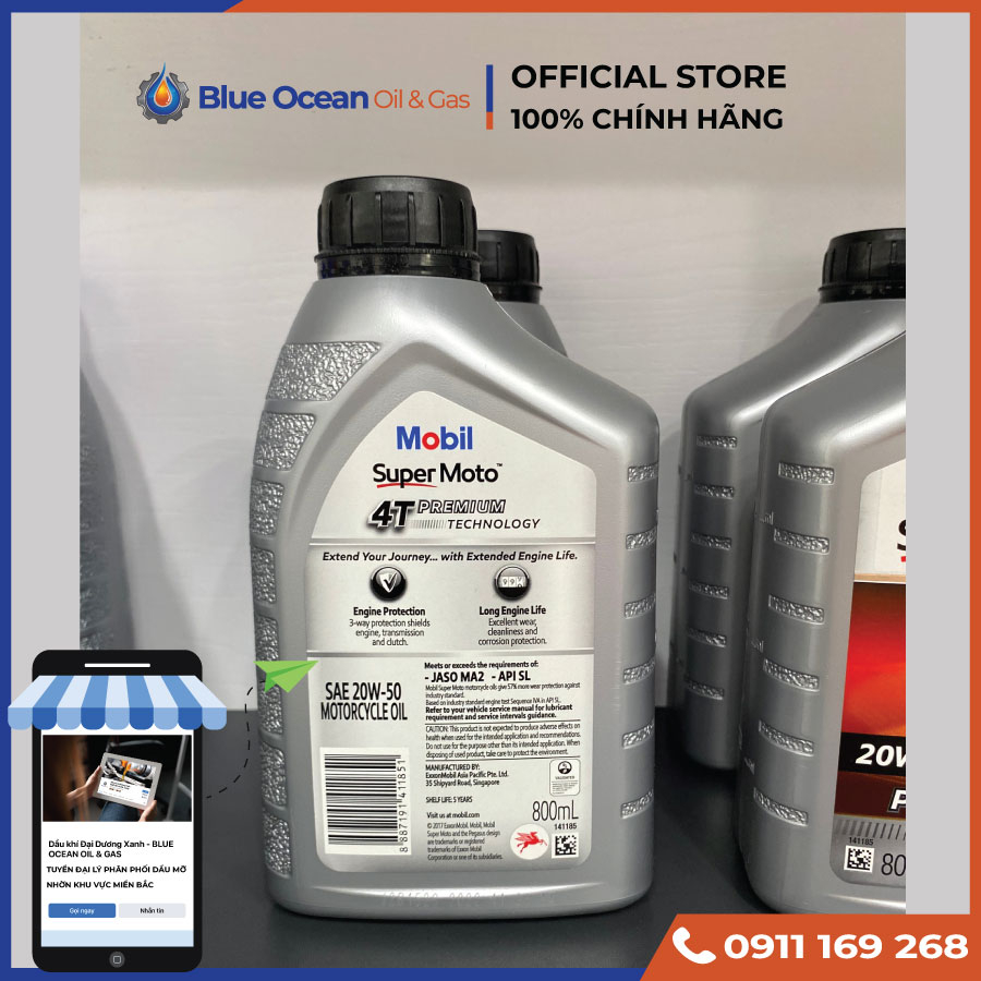 Dầu nhớt xe số, xe côn tay MOBIL Super Motor 20w50 800ml