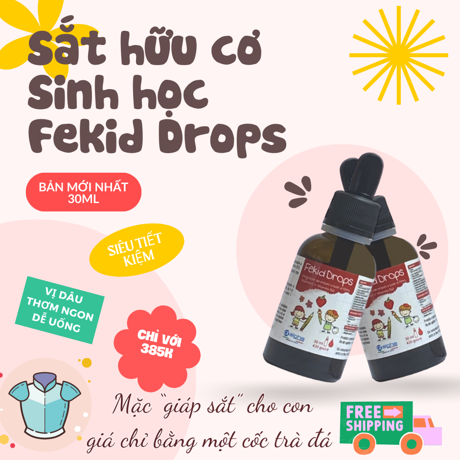 Sắt Fekid Drops bản mới 30ml - Sắt sinh học - không tanh dễ uống