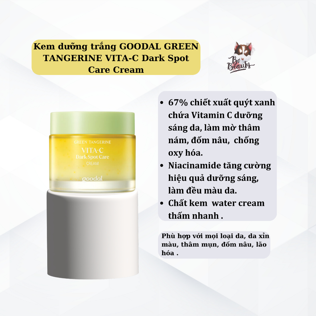 Kem dưỡng trắng GOODAL GREEN TANGERINE VITA-C Dark Spot Care Cream