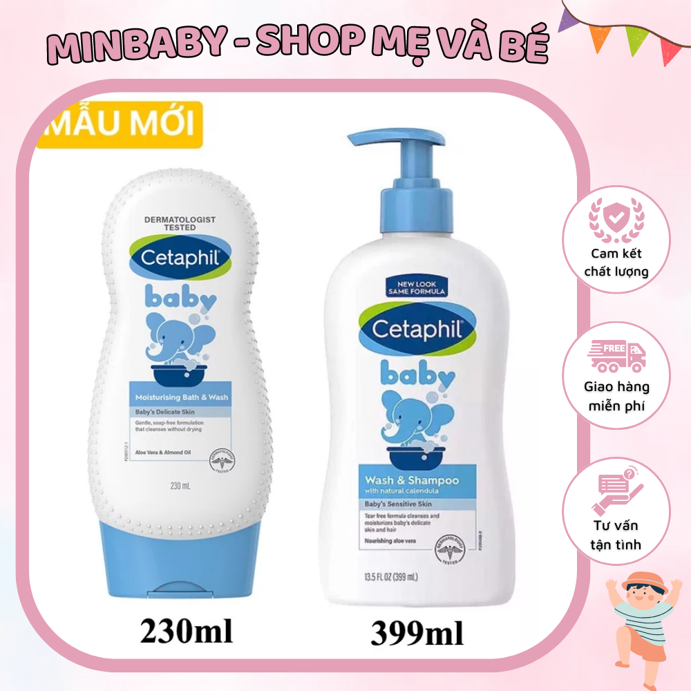 Sữa Tắm Gội Toàn Thân Cetaphil 230Ml - 400Ml Đức Cung Cấp Độ Ẩm, Chăm Sóc Hoàn Hảo Cho Làn Da Của Bé