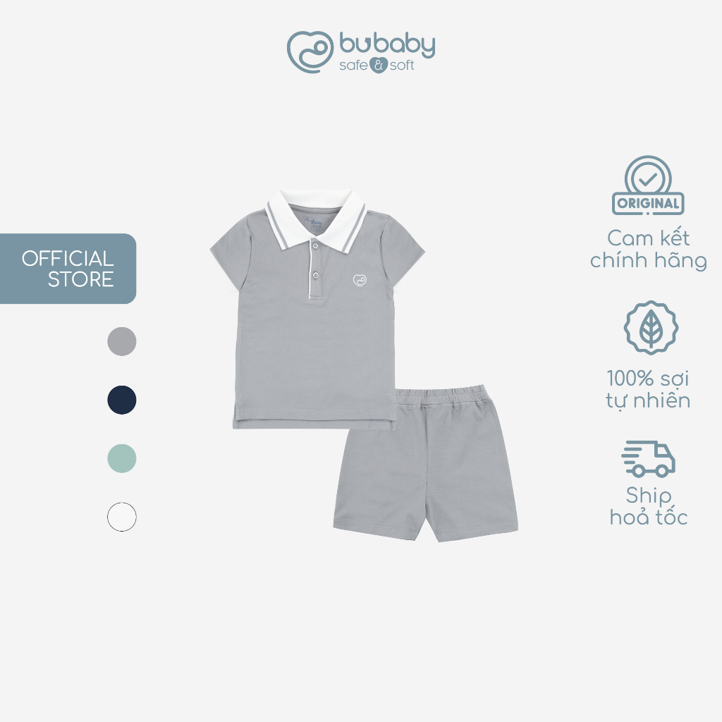 Bộ quần áo ngắn tay cổ Polo BU Baby cho bé chất liệu sợi tre và bông hữu cơ - Ponie BPN130308 | Quần áo chính hãng