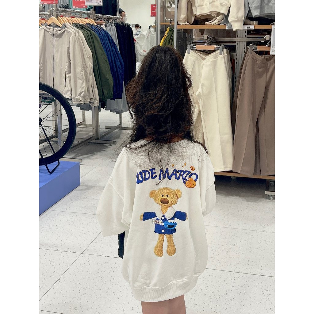 Áo nỉ cổ tròn cho bé 13demazo xanh tặng kèm gấu, áo nỉ sweater cho bé,TP KIDS,