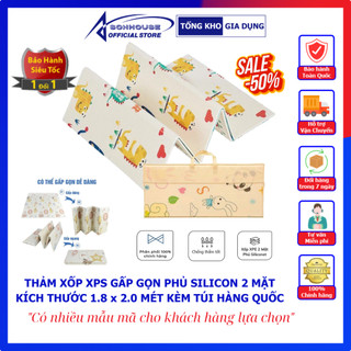 Thảm xốp xpe cho bé gấp gọn tấm lót trải sàn 2 mặt chống thấm chống trơn đẹp phủ silicon 1m8-2m có kèm túi Hàn Quốc