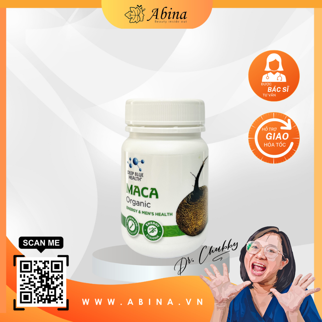 Viên hỗ trợ sinh lý, ổn định nội tiết nam nữ từ maca organic  Deep Blue Health Organic Maca 60 viên Dr Chubby