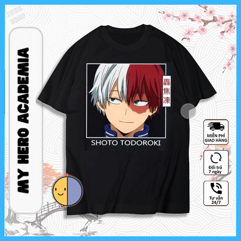 Áo Phông Anime Manga My Hero, Áo Anime Academia Shoto Todoroki hình in sắc nét, Chất liệu cotton co dãn