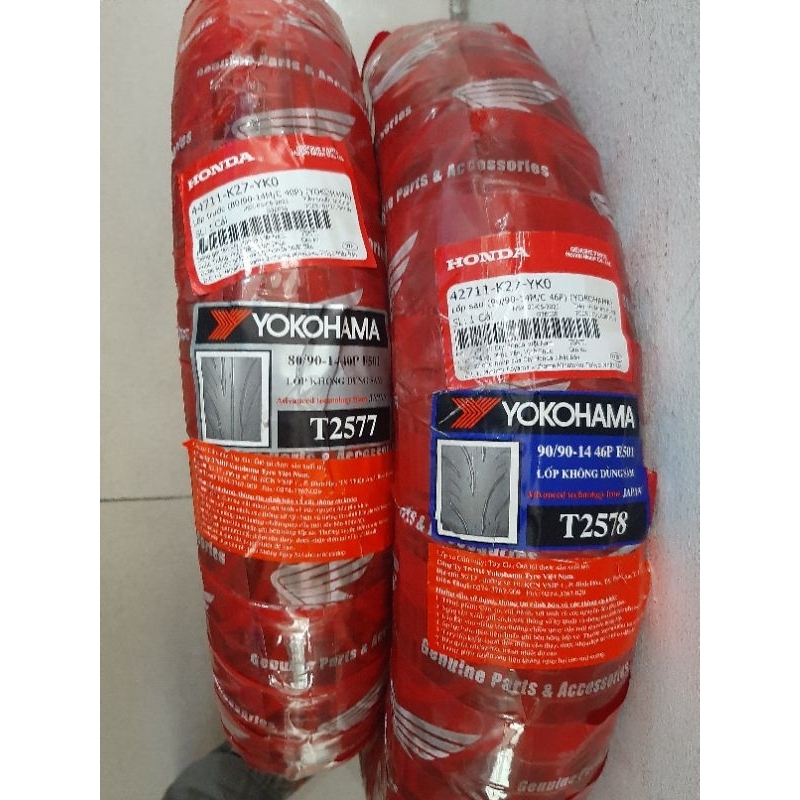 việt vỏ Lốp sau (90/90-14M/C 46P) yokohama lốp trước (80/90-14 M/C 40P vision chính hiệu honda