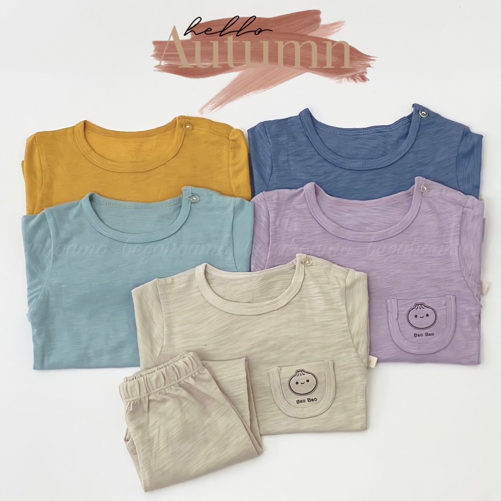 Bộ cotton xước Hàn túi ngực BaoBao