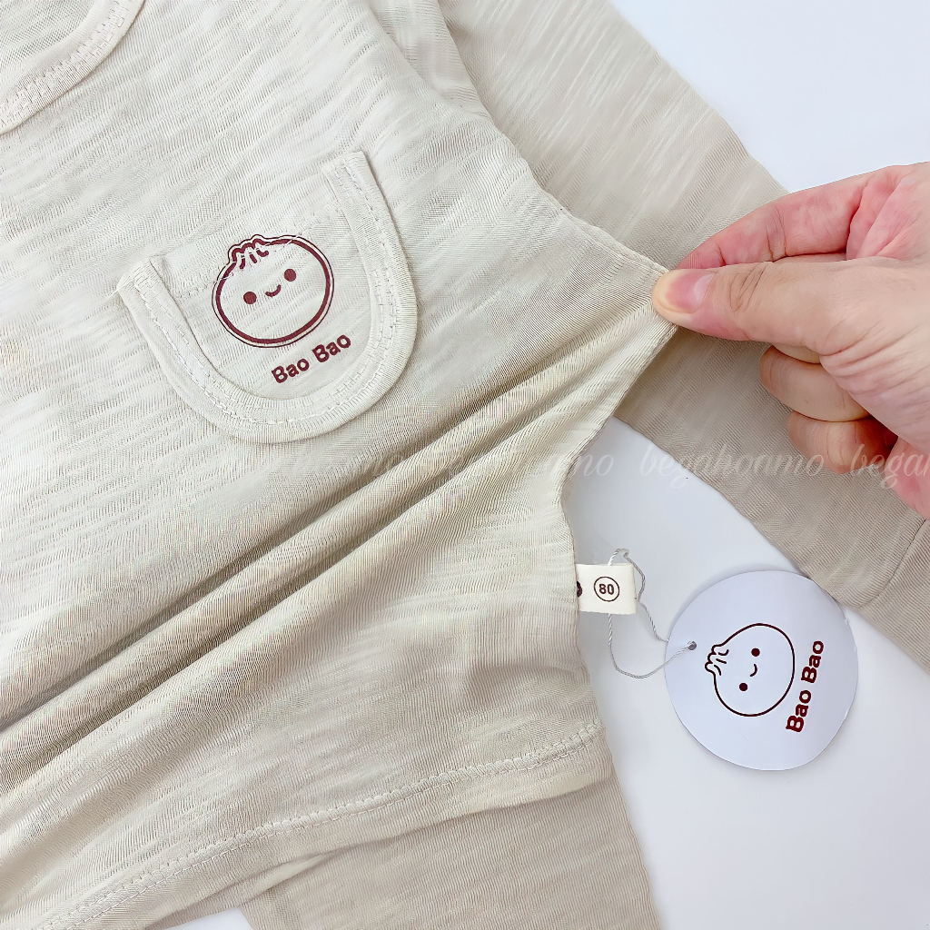 Bộ cotton xước Hàn túi ngực BaoBao