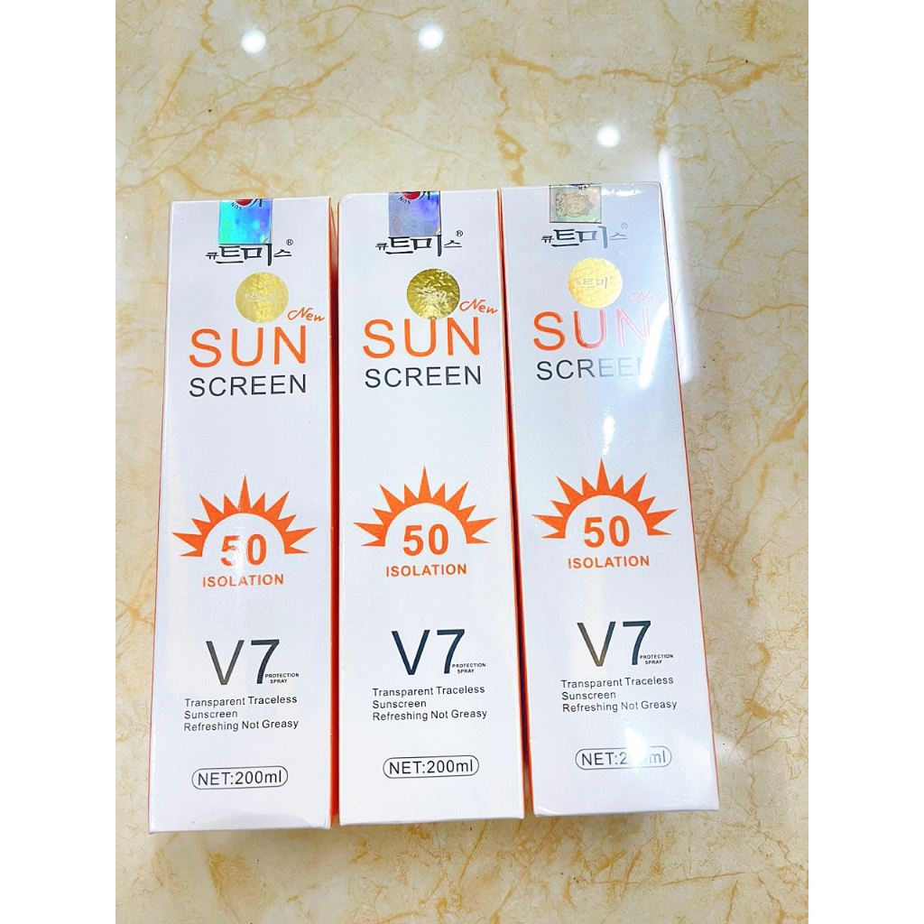 Xịt chống nắng Sun Screen V7 nâng tone trắng da chống nước không bết dính kem chống nắng mặt body SPF50+