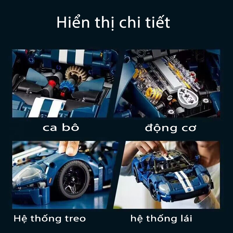 Mô hình lắp ghép Lego siêu xe công nghệ Ford GT tỉ lệ 1:10 1466pcs Đồ chơi lắp ráp xe hơi