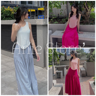 Bộ Váy Vintage Dài Kèm Yếm Nữ 🦋 Set Áo 3 Lỗ Đuôi Tôm Kèm Chân Váy Dài Dáng Rộng 2 Màu 🦋