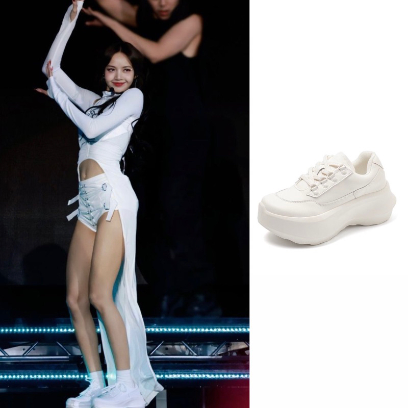 (SẴN TRẮNG 38) GIÀY SNEAKER LISA S97 PLATFORM ĐẾ BÁNH MÌ CAO 6CM