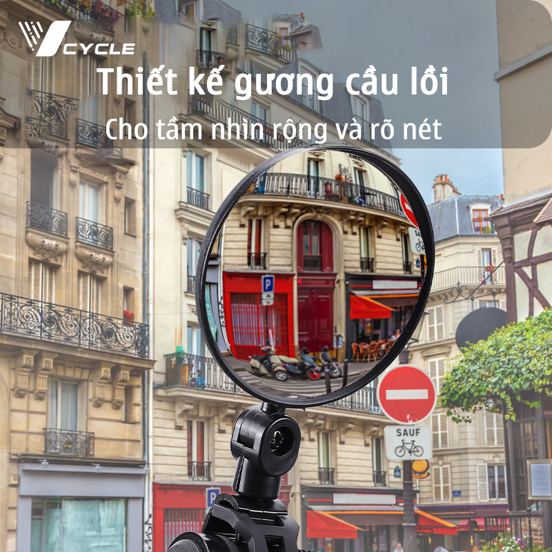 Gương cầu lồi gắn ghi đông xe đạp, xe đạp điện, xe máy