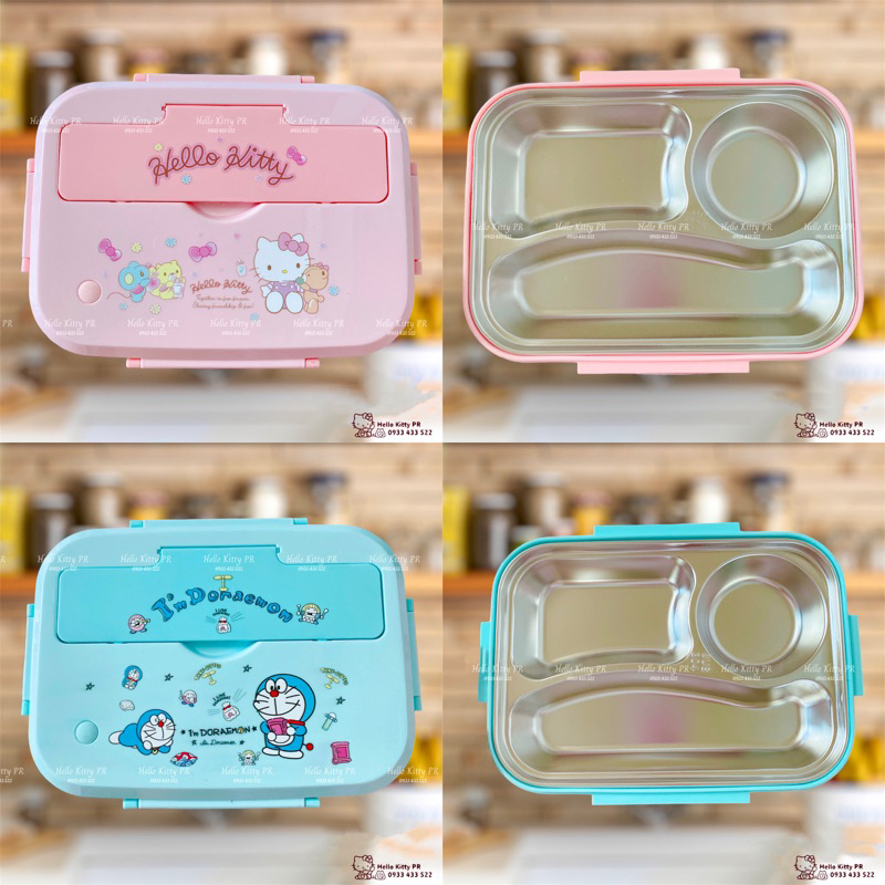 Hộp cơm trưa inox 304 Hello Kitty - Doremon Doraemon