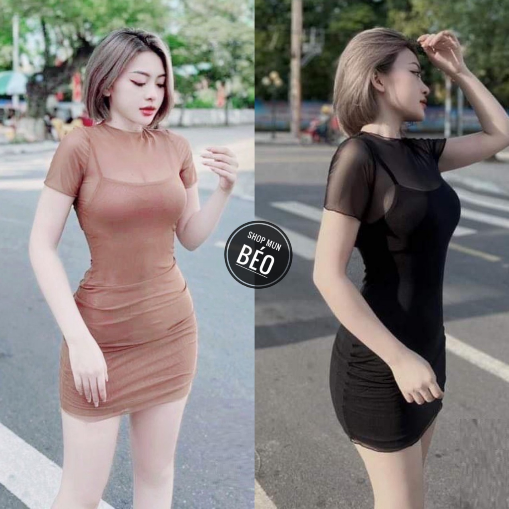 Đầm body 2 dây trong phối lưới ngoài chất thun borip thích hợp mặc đi tiệc đi làm đi chơi phù hợp mọi phong cách