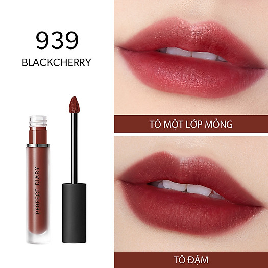 Son Kem Lì Perfect Diary Fog Dreamy Matte Lip Gloss - #939 - Black Cherry