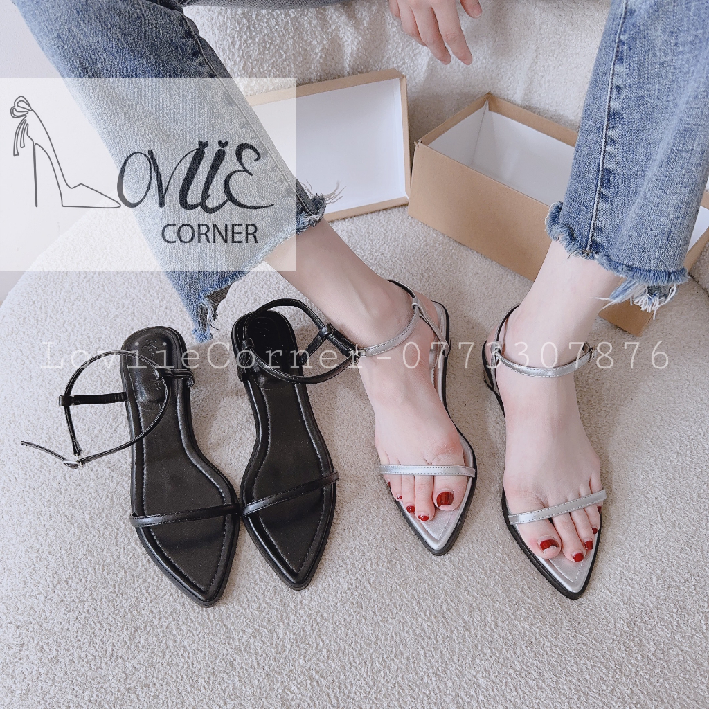 GIÀY CAO GÓT LOVIIECORNER - SANDAL QUAI NGANG MŨI NHỌN PHONG CÁCH THỜI TRANG HIỆN ĐẠI G230809