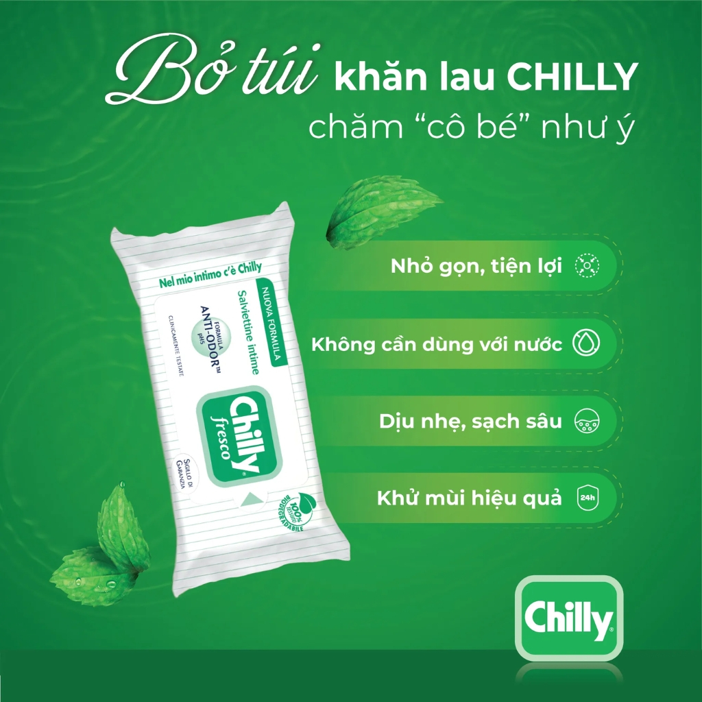 Combo Khăn lau phụ khoa Chilly Fresco và Delicato chiết xuất lô hội, bạc hà dưỡng mềm mại, làm sạch khử mùi 2 gói x12 tờ