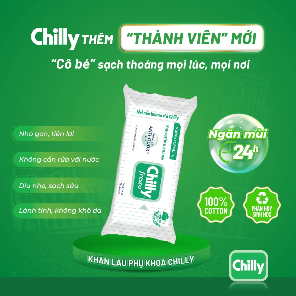 Combo Khăn lau phụ khoa Chilly Fresco và Delicato chiết xuất lô hội, bạc hà dưỡng mềm mại, làm sạch khử mùi 2 gói x12 tờ