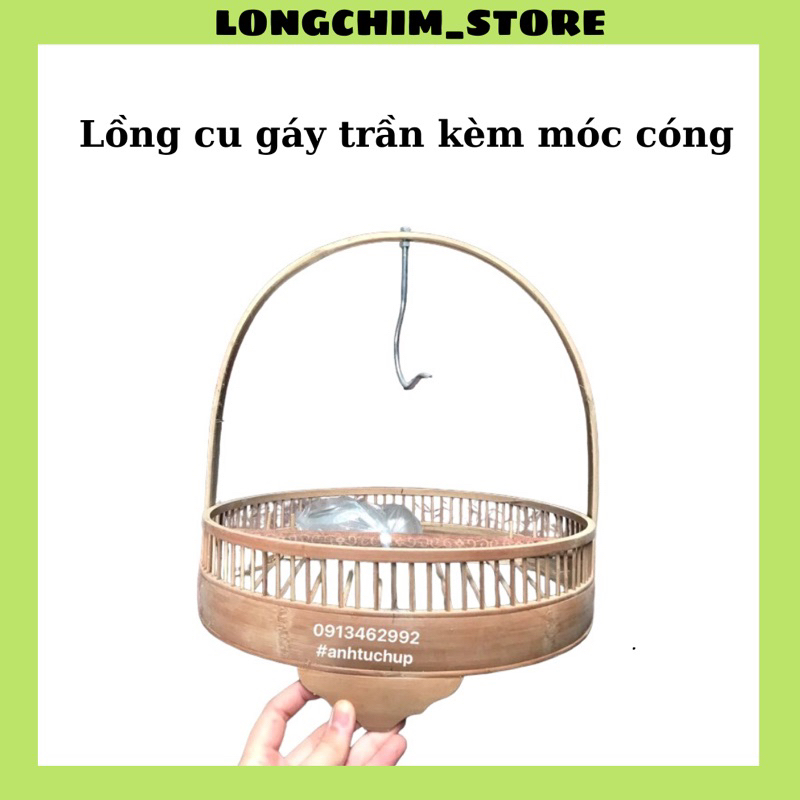 Lồng cu gáy trần chất liệu tre đỏ màu đậm, dành cho chim cu gáy nuôi và ở đầy đủ phụ kiện