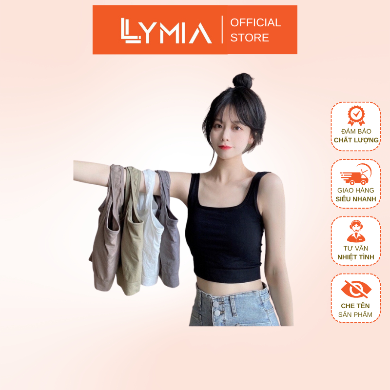 Áo bra croptop nữ LYMIA cotton mềm dáng lửng có mút đệm nâng ngực BR23