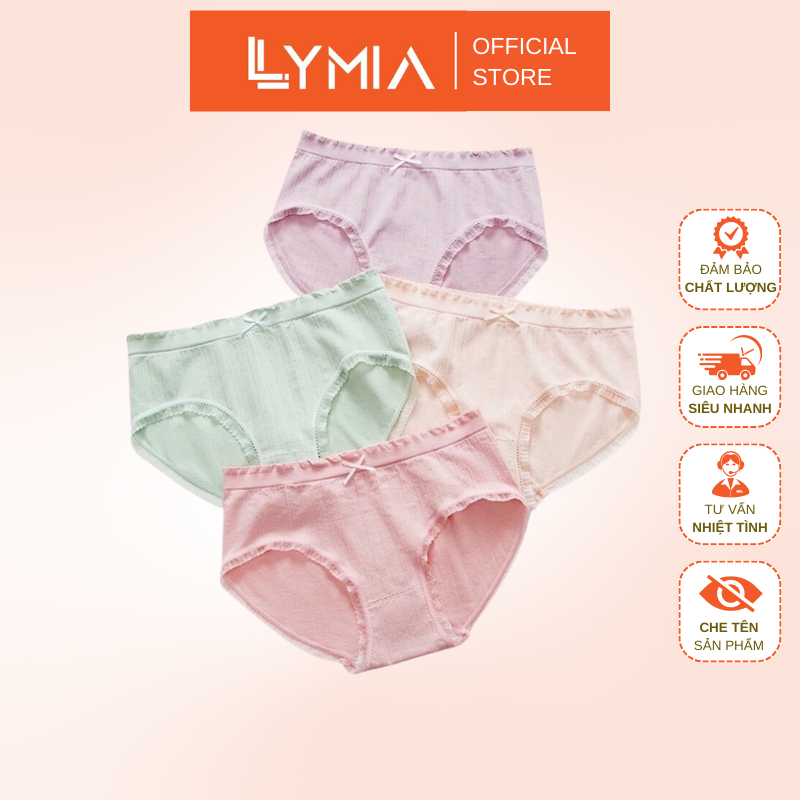 Quần lót cotton nữ LYMIA xước sợi kháng khuẩn siêu co dãn chun nơ QL03