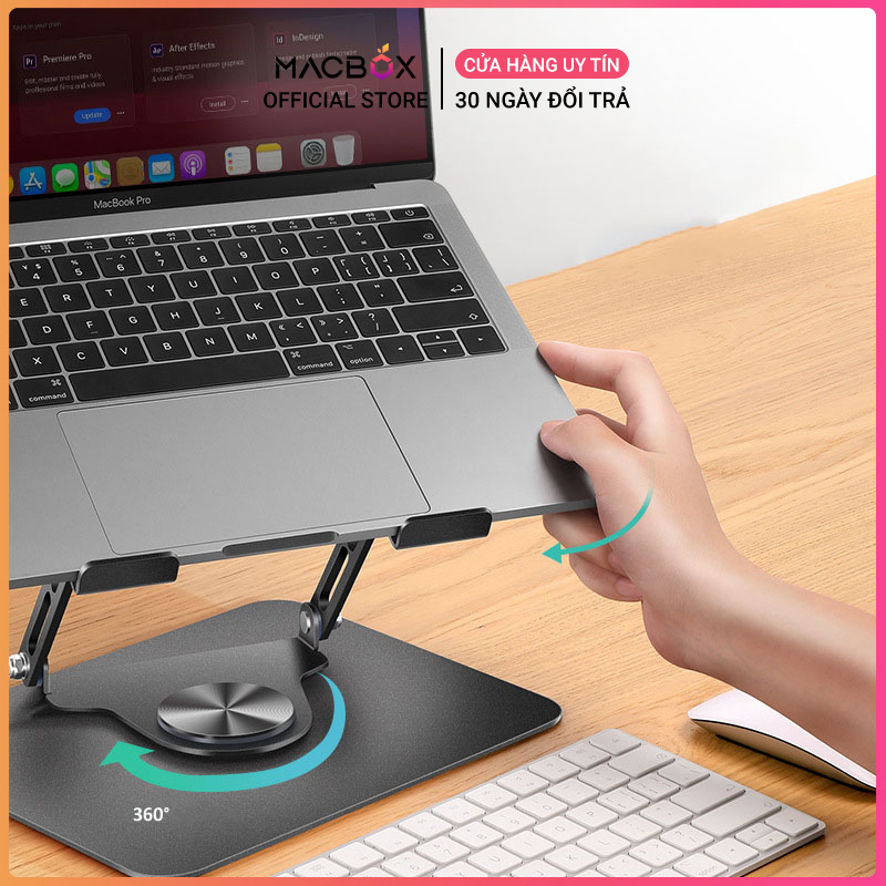 Giá đỡ Laptop chân xoay 360 độ, Đế tản nhiệt kê laptop Máy tính bảng Ipad hợp kim Thép công thái học K94, K95 Macbox