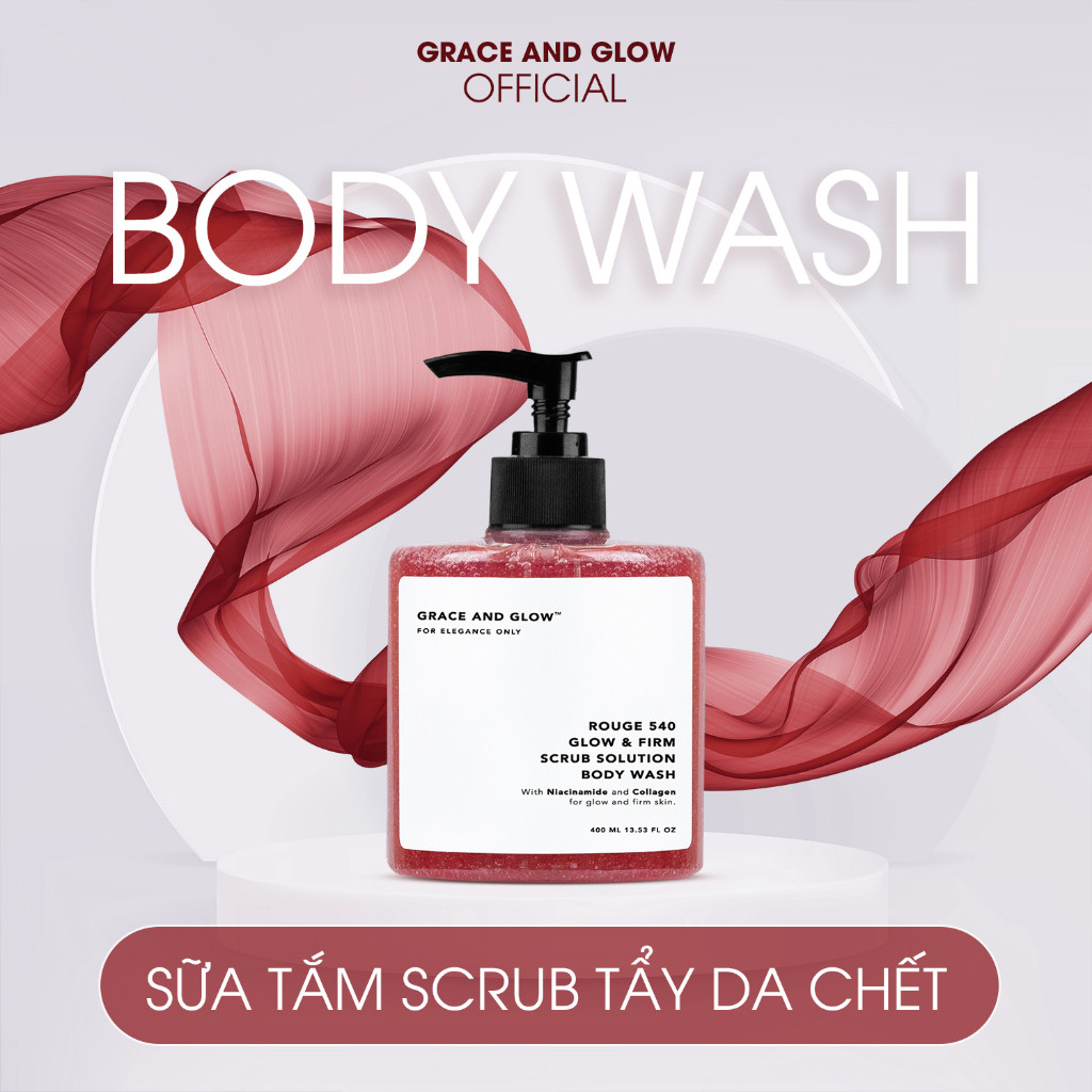Sữa tắm tẩy da chết Grace and Glow Rouge 540 Scrub Solution body wash 400ml 5921-03